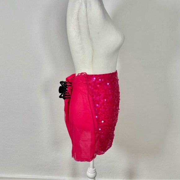 Y2k Charlotte Russe Hot Pink Sequined Skirt - Picture 3 of 6